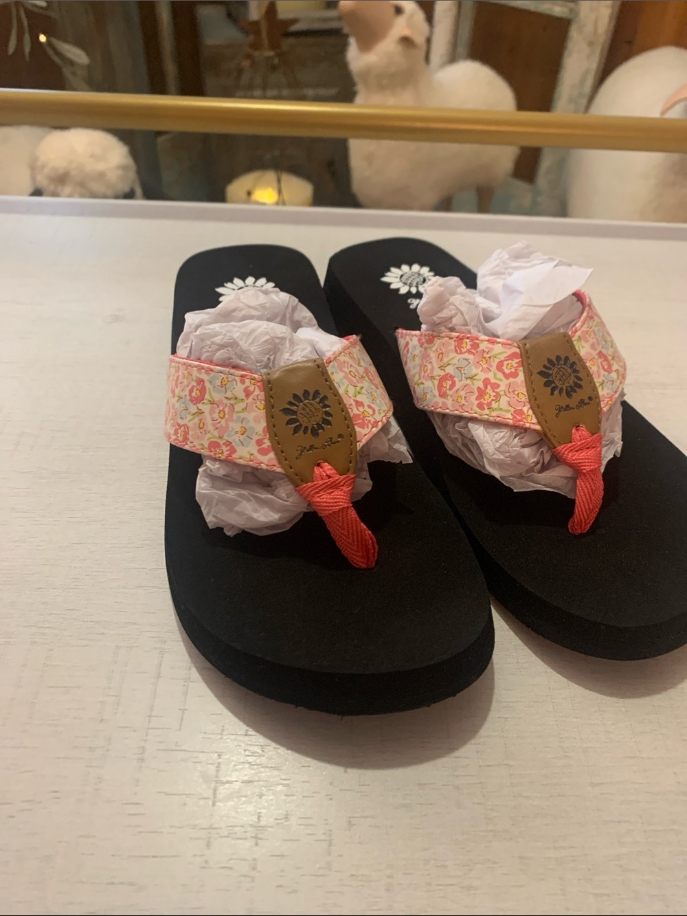 Yellow Box Floral Pink Coral Thong Sandals